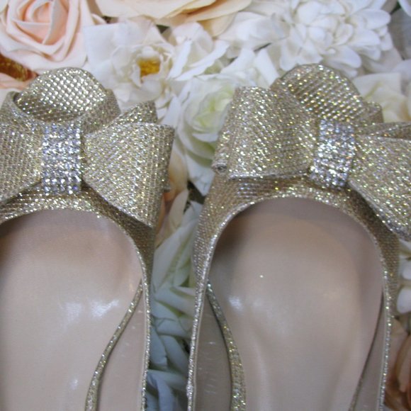 J Renee "Blair' gold sparkly wedge heels 9.5 - Picture 7 of 8